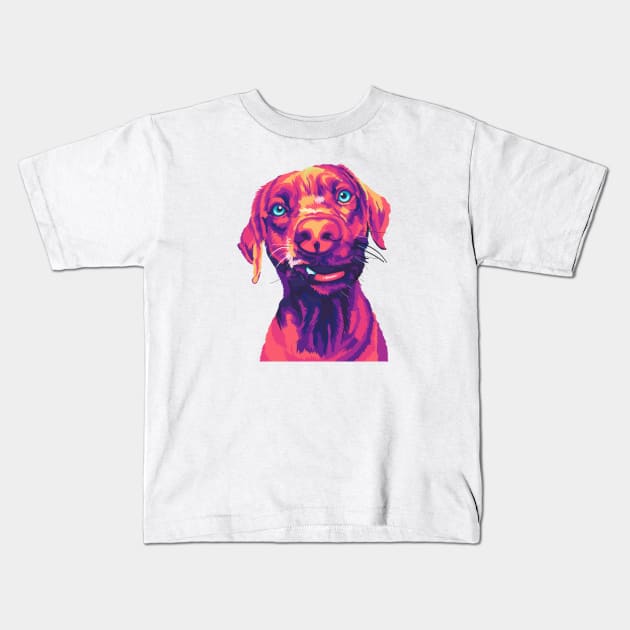 Unique Expression Dog on Pop Art Illustration Kids T-Shirt by Tupai Art